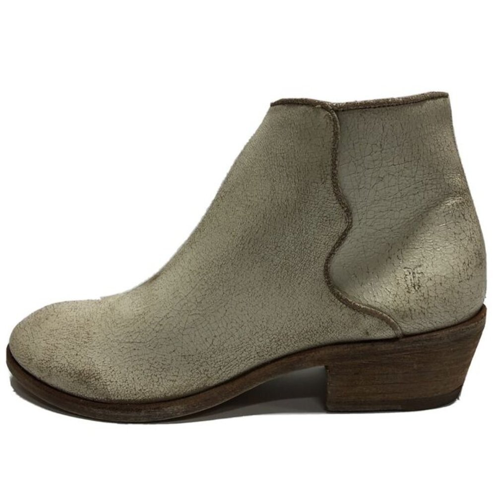 Frye Women's Carson Piping, Off White Zip Ankle Booties, Size 8.5M.